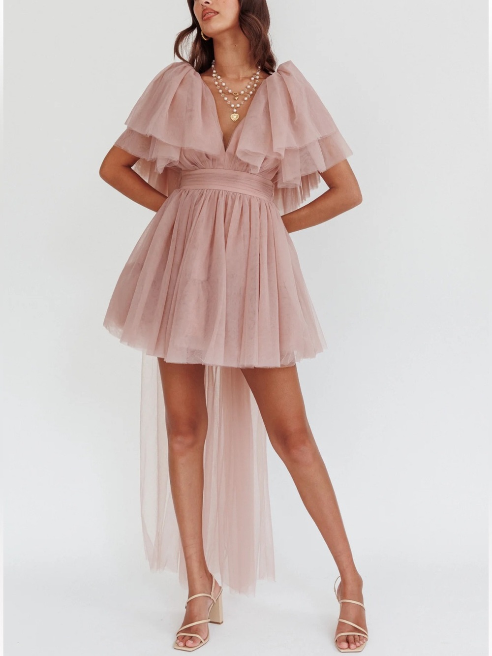 NWT SELFIE LESLIE Star Power Tulle Train Mini Dress Blush Size XXL